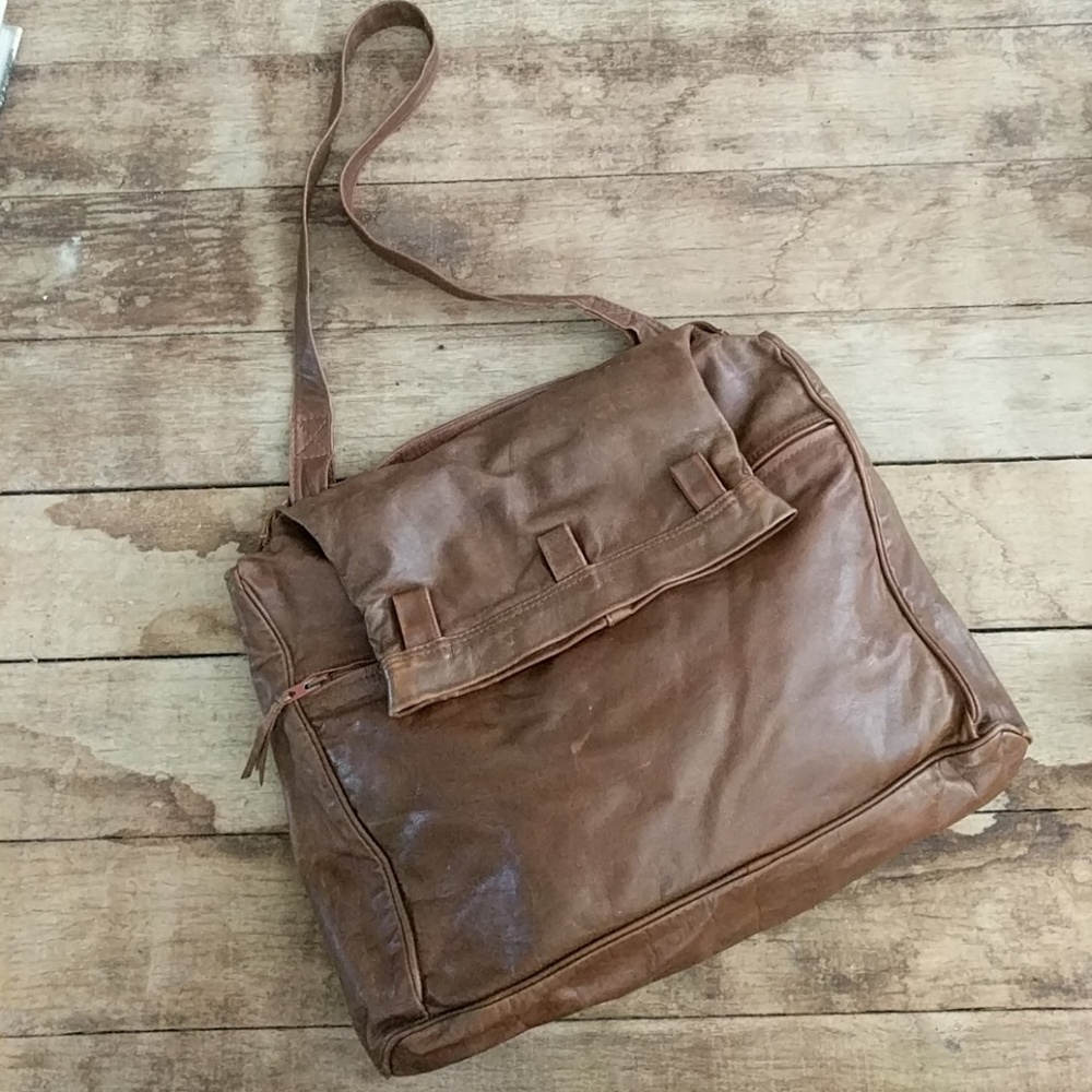 Soft brown leather tote